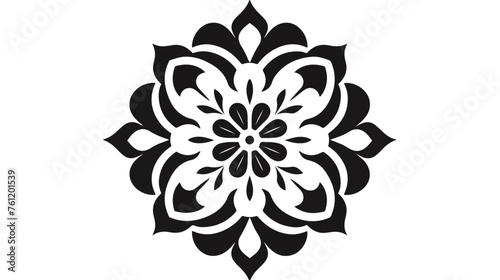 Black and white flower mandala art flat vector