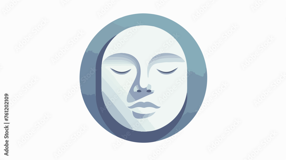 Moon with a human face flat vector isolated on white