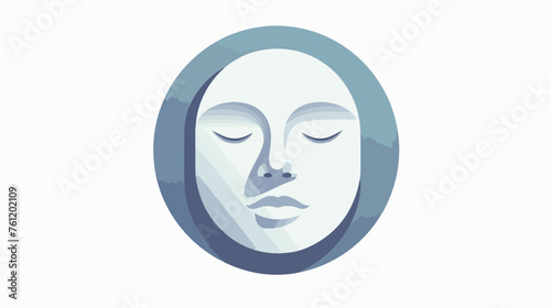 Moon with a human face flat vector isolated on white