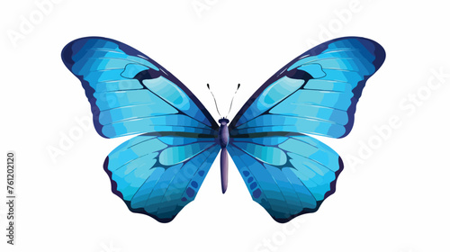 Blue butterfly. Perspective view. Isolated on white © Tech