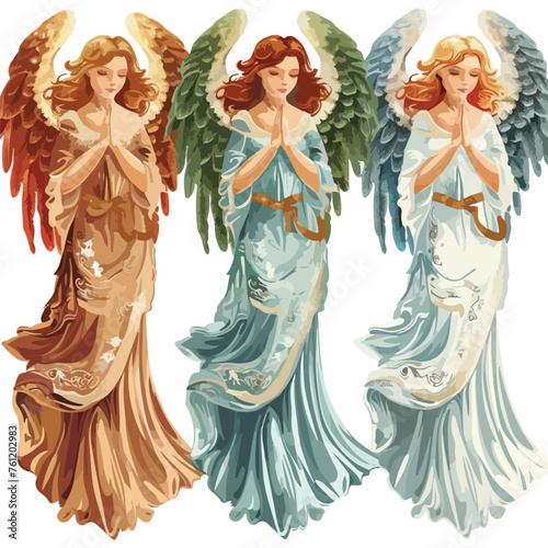 Christmas angels clipart isolated on white background
