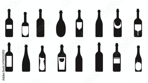 Bottle alcohol wine in black simple silhouette style
