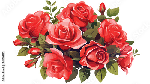 Bouquet of red roses. Decor elements for greeting card © Tech