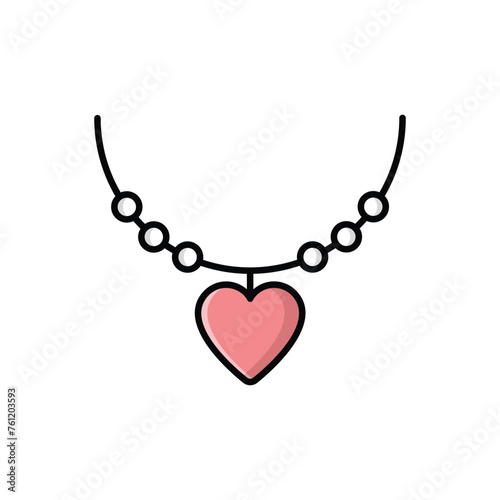 Color line Necklace vector icon
