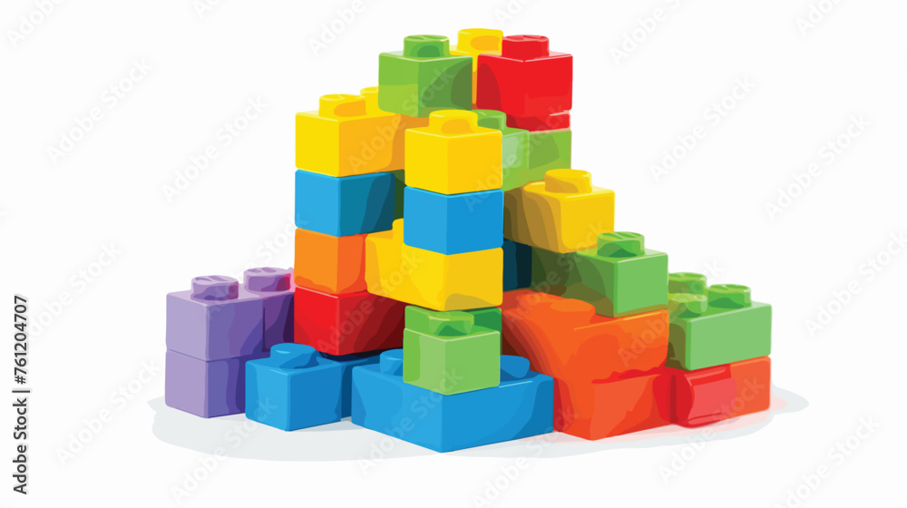 Fototapeta premium Plastic blocks vector illustration of children toy 