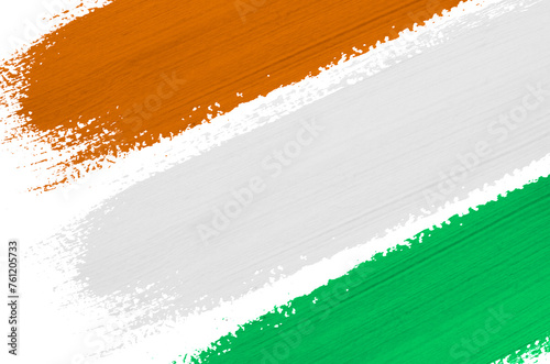 The Indian flag painted on white paper with watercolor