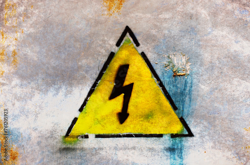 Photo warning sign of high electrical voltage. © photolink