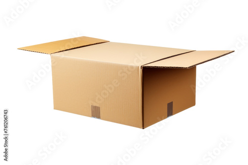 Closed Lid Cardboard Box on White Background. On a Transparent Background.