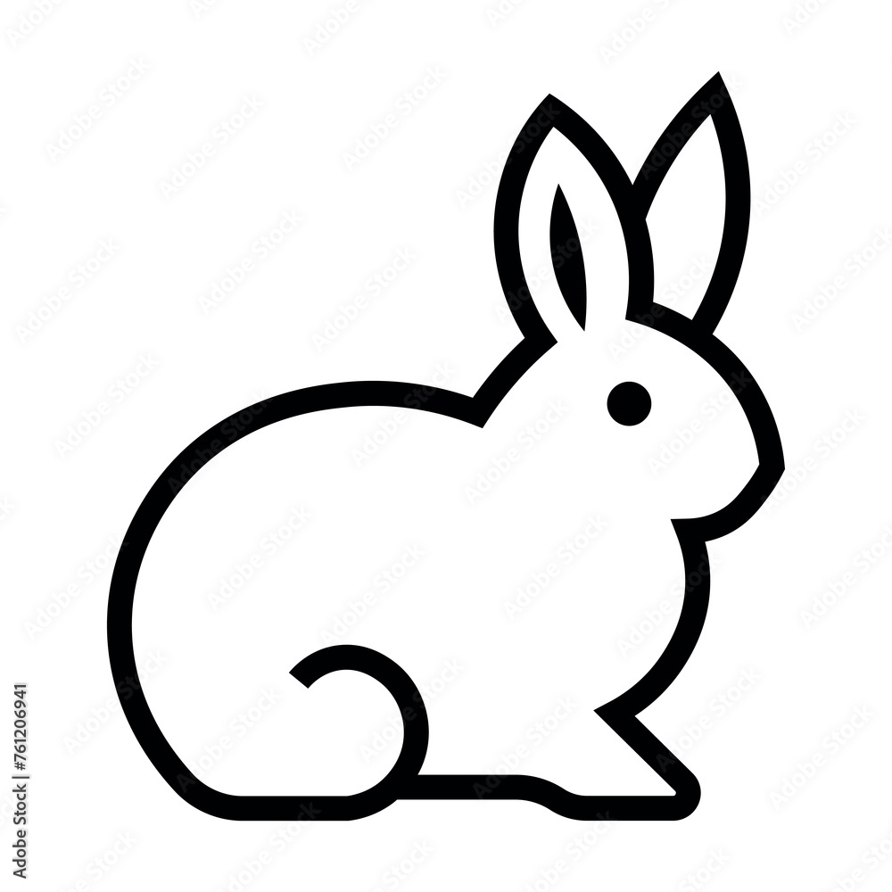 black vector rabbit icon on white background black vector rabbit icon on white background