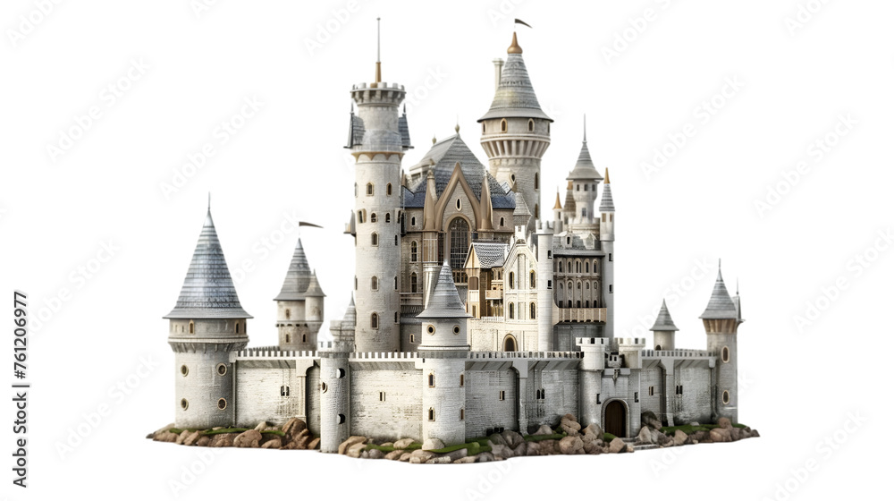 Castle kingdom isolated on white background. PNG file