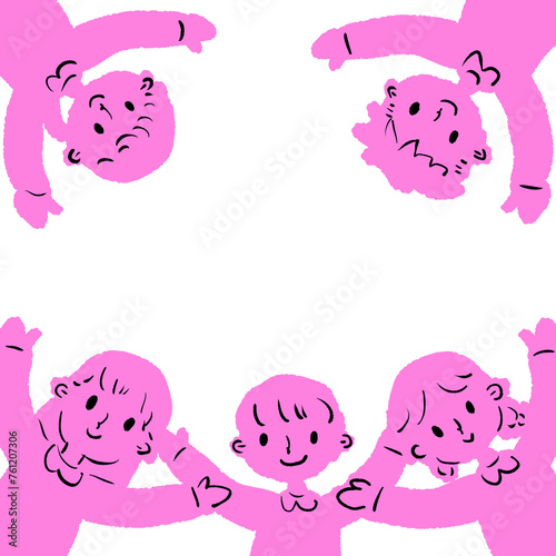 楽しそうな子供たちのイラストフレーム