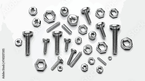 Screws nuts on a light gray background .flat vector
