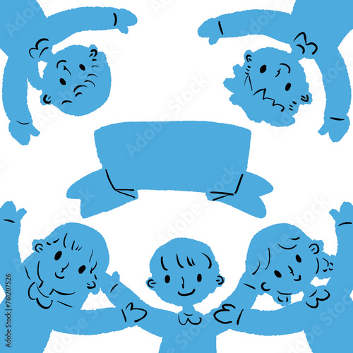 楽しそうな子供たちのイラストフレーム