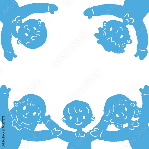 楽しそうな子供たちのイラストフレーム