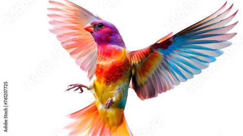 Colorful Bird in landing posture on transparent background. PNG file