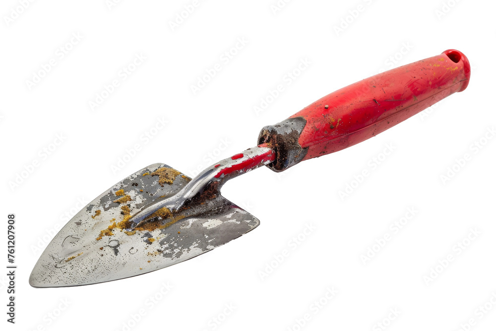 Red Handled Garden Tool on White Background. On a Transparent Background. Red Handled Garden Tool on White Background. On a Transparent Background.