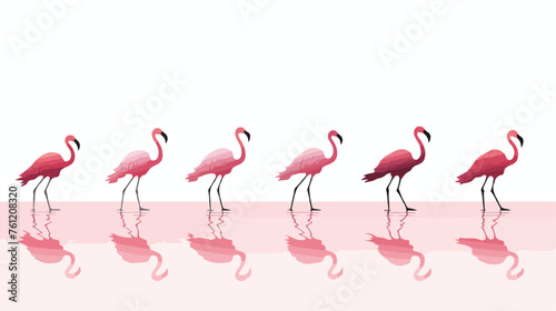 Silhouette of pink flamingos. flat vector