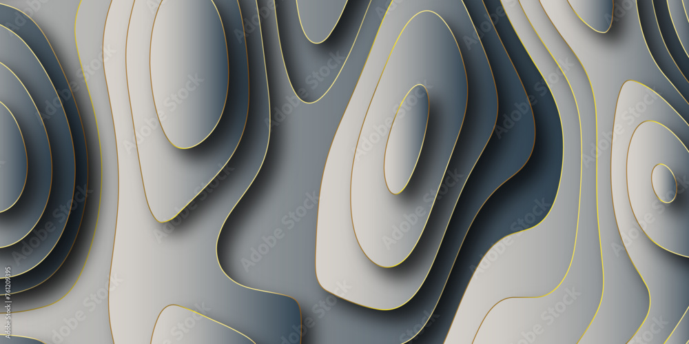 Abstract luxurious colorful paper cut shapes background with shadow and topography map concept. Paper art 3d vector banner, abstract grey and blue background with waves Cover layout template design. Abstract luxurious colorful paper cut shapes background with shadow and topography map concept. Paper art 3d vector banner, abstract grey and blue background with waves Cover layout template design.
