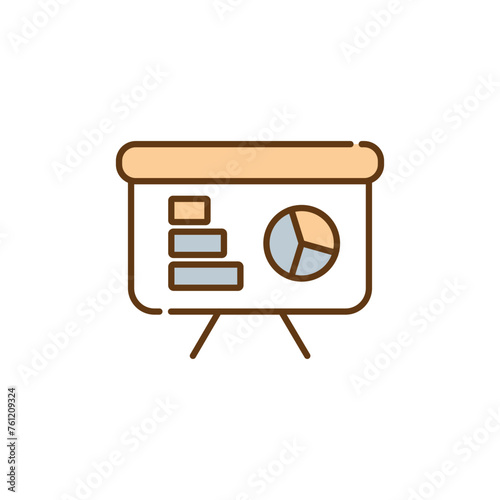 Icon of Chart with Pie Graph and Bar Segments