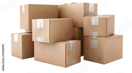 Cardboard Boxes on Transparent or white Background. PNG file © Pretty Panda