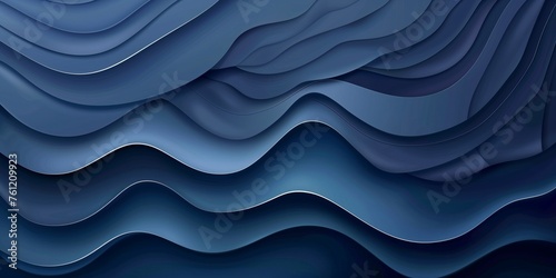 Abstract banner design with waves of dark blue paper. A sophisticated vector background with waves. © Muhammad