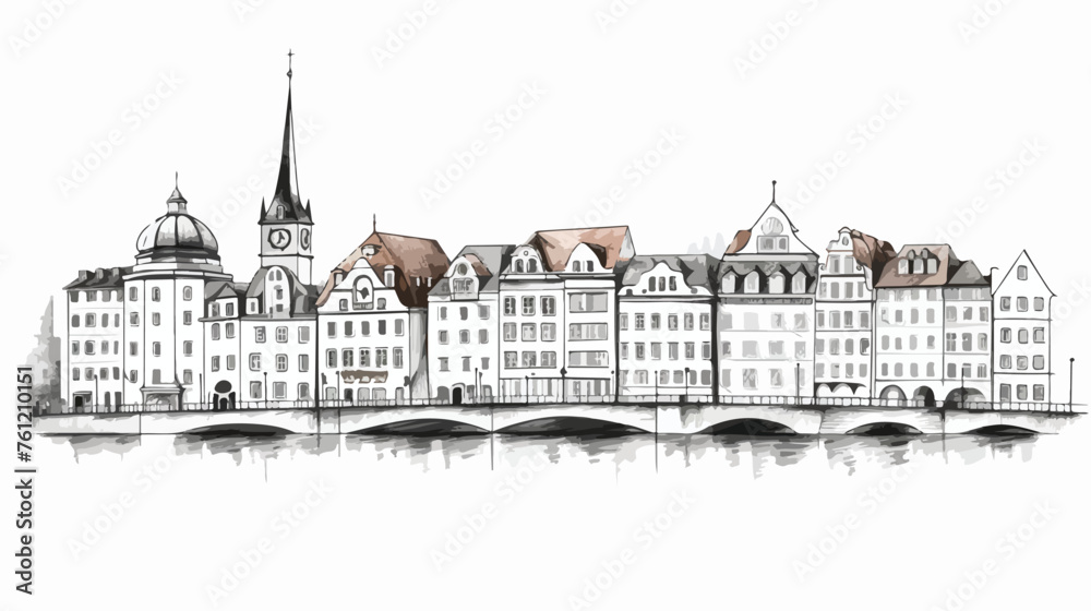 Street city of Luzern sketch beautiful landmark 