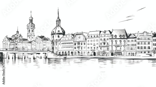 Street city of Luzern sketch beautiful landmark 