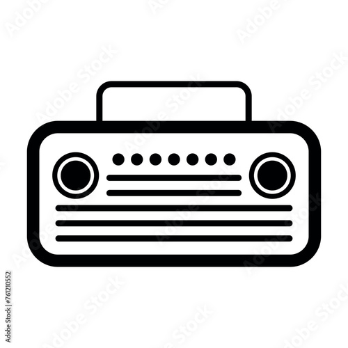 black vector radio icon on white background