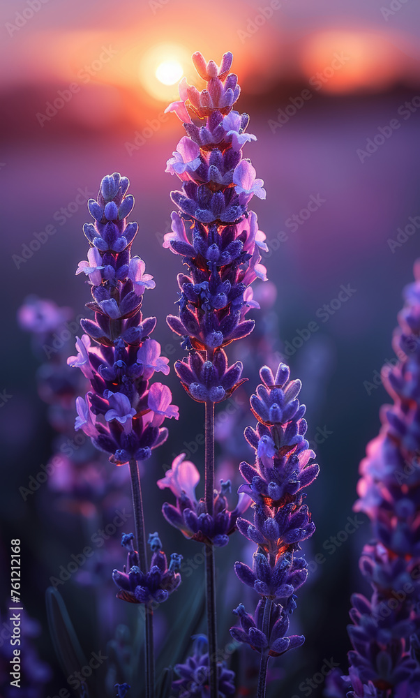 Lavender flowers at sunset in soft focus pastel colors and blur background. Lavender flowers at sunset in soft focus pastel colors and blur background.