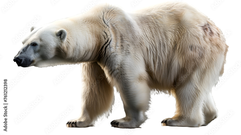 Obraz premium wild polar bear with white fur isolated on transparent background, png