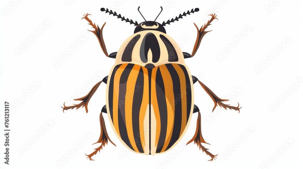Icon of ten-striped spearman, Colorado potato beetle. Summer insect. Pest animal, fauna species. Flat modern illustration isolated on white. Icon of ten-striped spearman, Colorado potato beetle. Summer insect. Pest animal, fauna species. Flat modern illustration isolated on white.