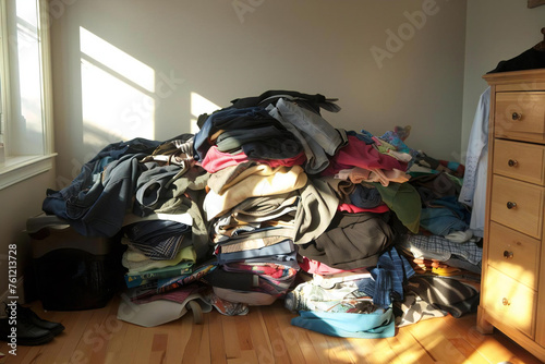 Decluttering and Cleaning up Wardrobe Closet of Clothes