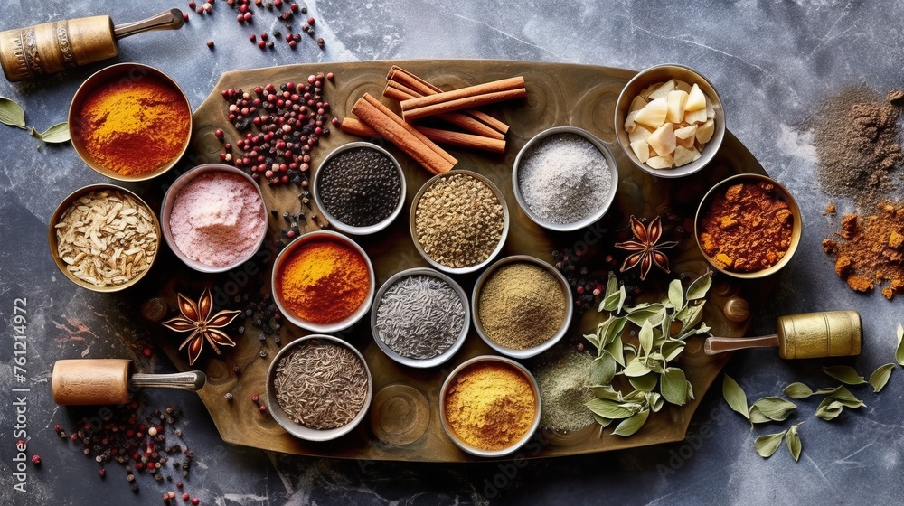Spices. Photo of fresh herbs. Assortment of fresh and dried seasonings and herbs on a marble background. Spices. Photo of fresh herbs. Assortment of fresh and dried seasonings and herbs on a marble background.