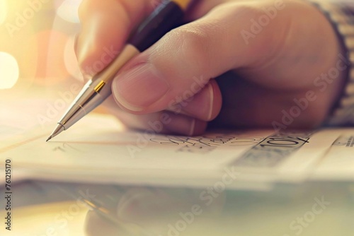 Signing a Cheque with Company Pen for Payment photo