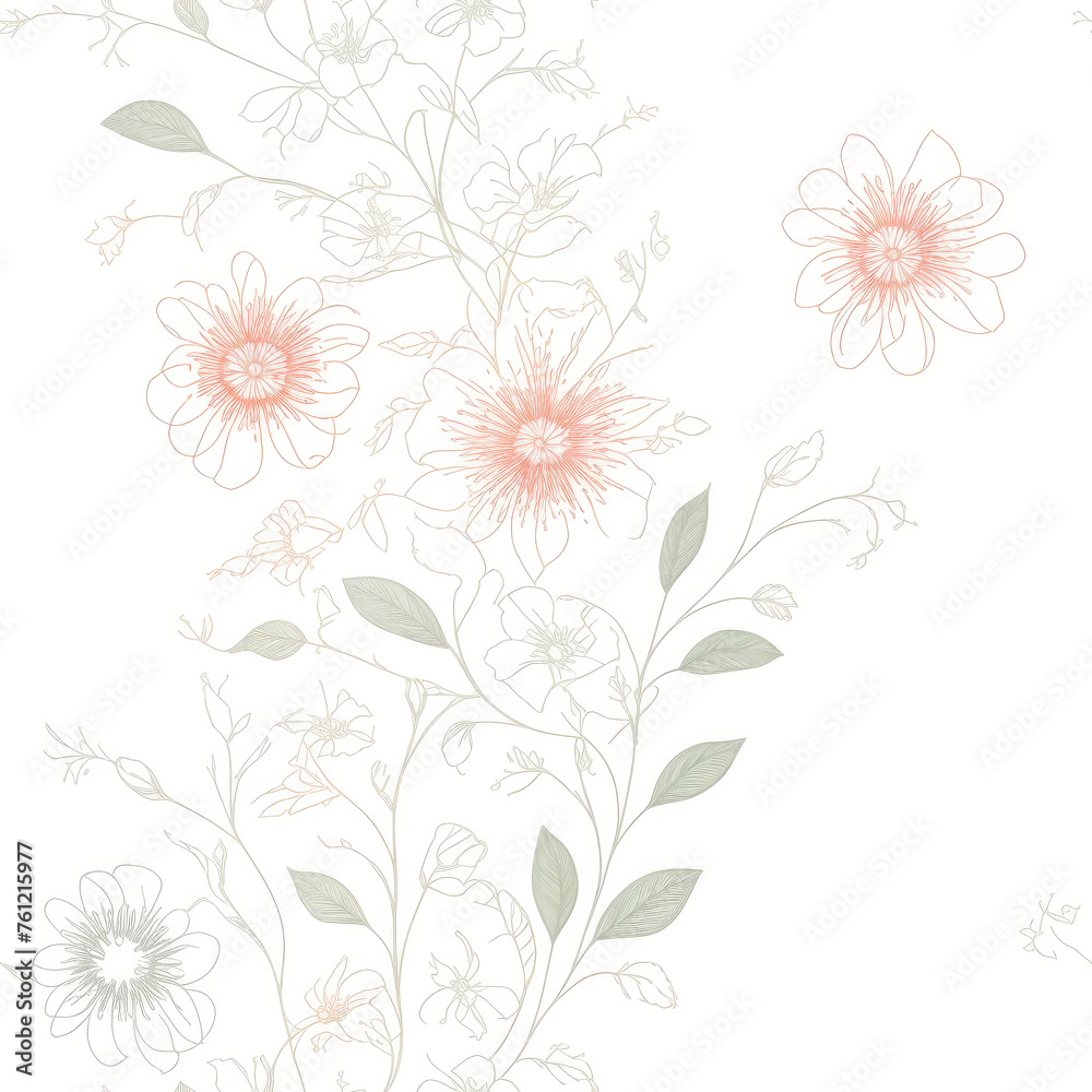 Flowers. Abstract seamless pattern. AI generated. Flowers. Abstract seamless pattern. AI generated.