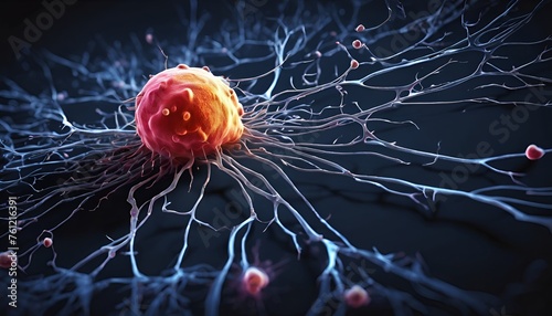 Cancer cell in dark background abstract