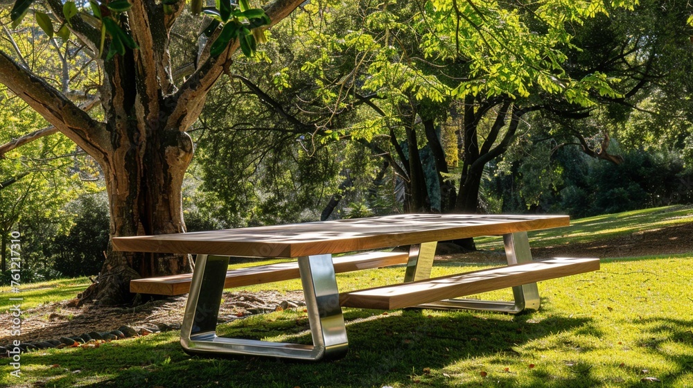 A sleek and modern take on a classic picnic table A sleek and modern take on a classic picnic table