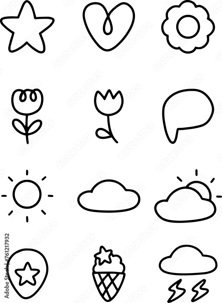 Doodles art element design for templates. Doodles art element design for templates.