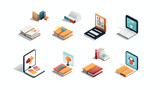 E-books books purchase and download vector icon flat