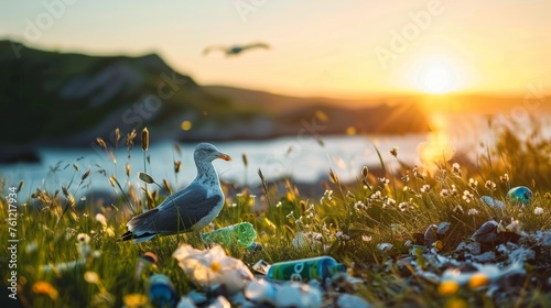 A serene sunset over a beac...