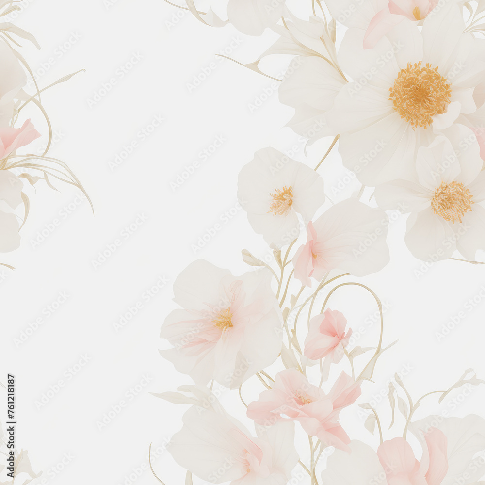 Flowers. Abstract seamless pattern. AI generated.