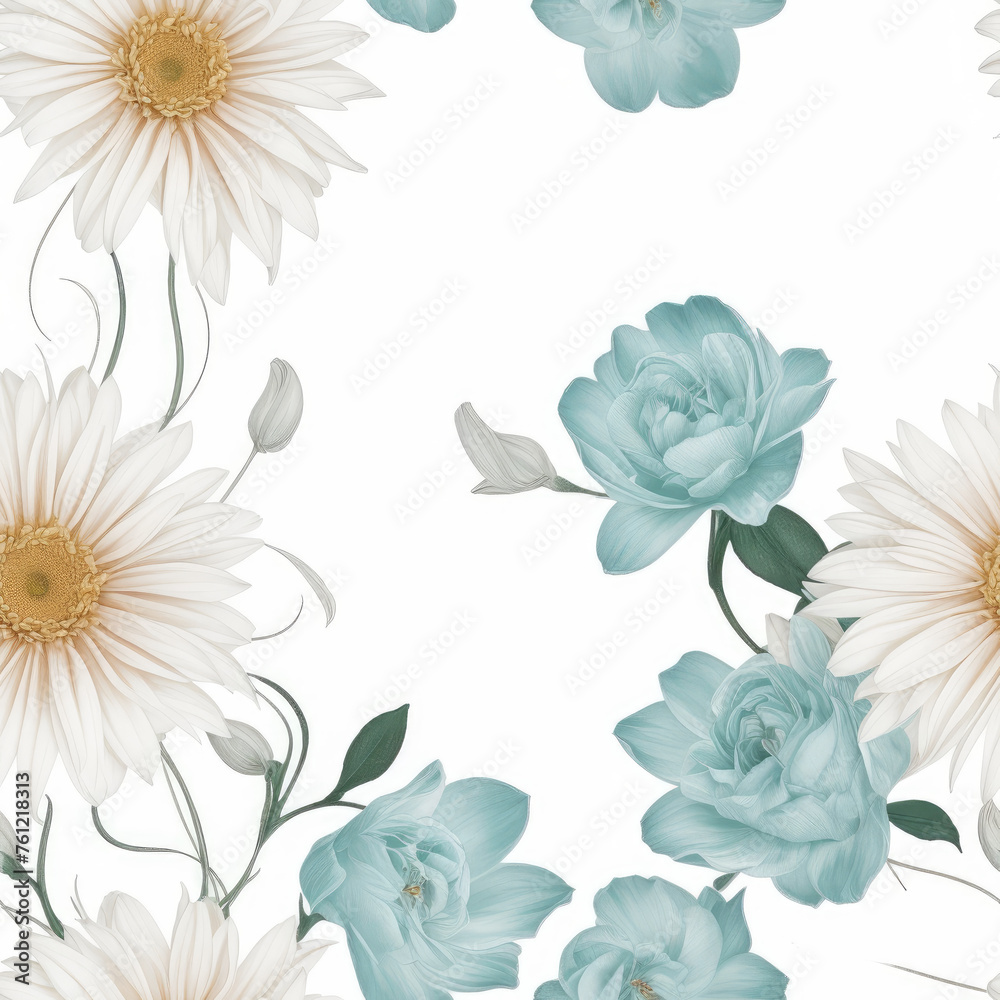 Flowers. Abstract seamless pattern. AI generated. Flowers. Abstract seamless pattern. AI generated.