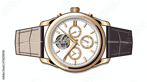 Expensive wrist watch jewelry flat vector 