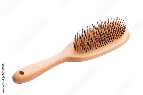 Wooden Brush With Handle on White Background. On a Transparent Background.