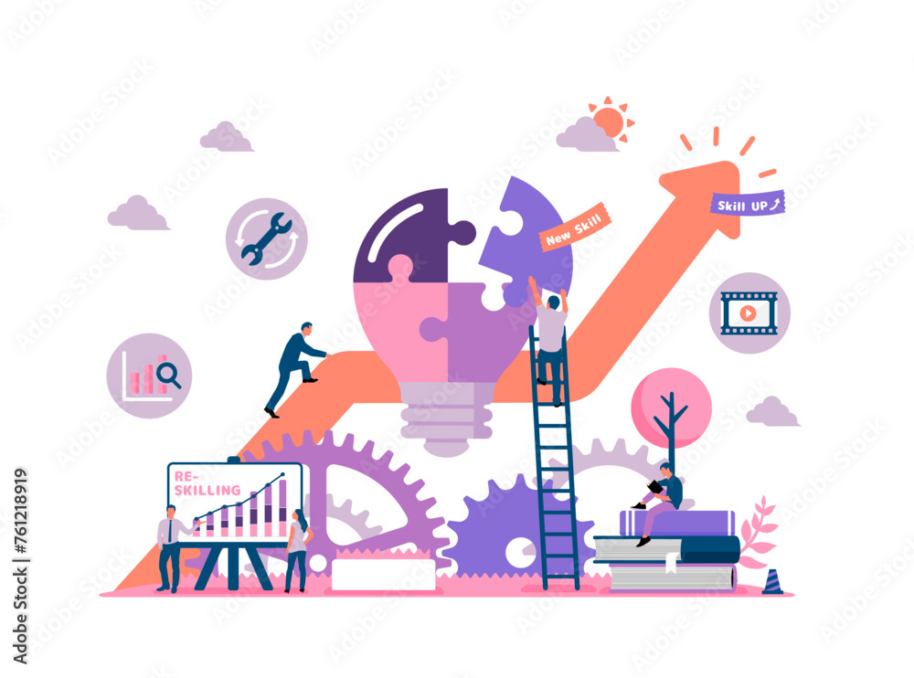 Reskilling ( upskilling ) vector illustration Reskilling ( upskilling ) vector illustration