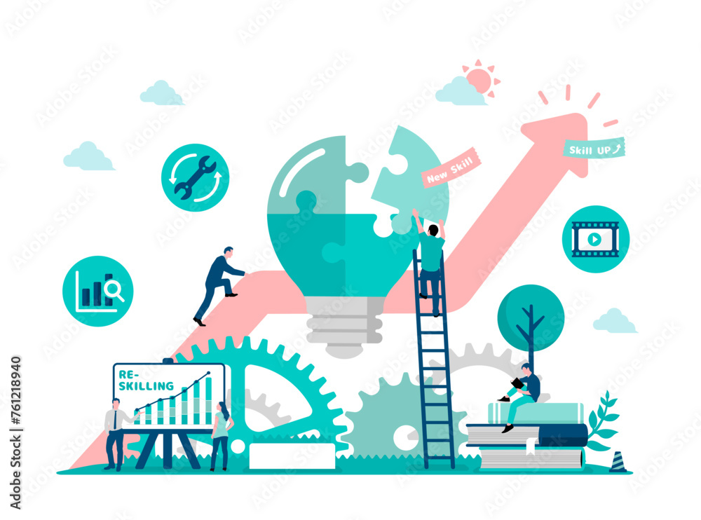 Naklejka premium Reskilling ( upskilling ) vector illustration