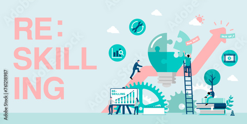 Reskilling ( upskilling ) vector banner illustration