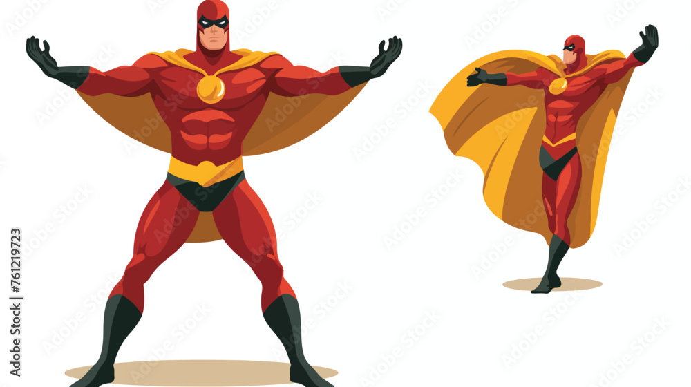Flatman illustration with superhero pose flat vector