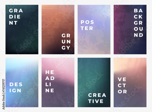 Set of eight grungy gradient poster background for your design