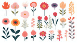 flowers flat vector with white background 